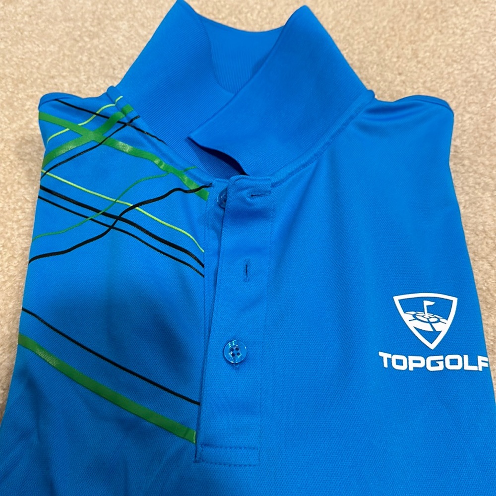 Top Golf short sleeve polo shirt. Blue. Large. New.